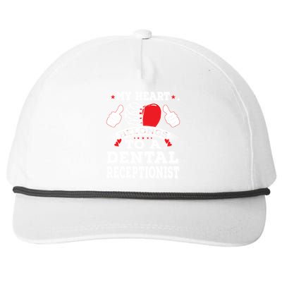 My Heart Belongs To A Dental Receptionist Valentines Day Funny Gift Snapback Five-Panel Rope Hat