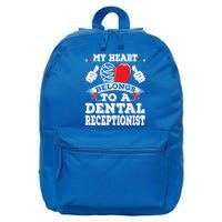 My Heart Belongs To A Dental Receptionist Valentines Day Funny Gift 16 in Basic Backpack