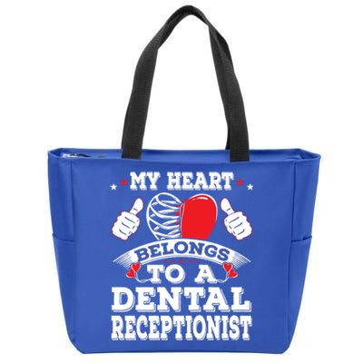 My Heart Belongs To A Dental Receptionist Valentines Day Funny Gift Zip Tote Bag