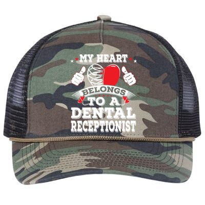 My Heart Belongs To A Dental Receptionist Valentines Day Funny Gift Retro Rope Trucker Hat Cap