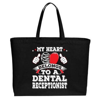 My Heart Belongs To A Dental Receptionist Valentines Day Funny Gift Cotton Canvas Jumbo Tote