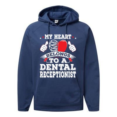 My Heart Belongs To A Dental Receptionist Valentines Day Funny Gift Performance Fleece Hoodie