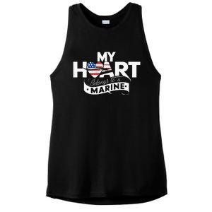 My Heart Belongs To A Marine Ladies PosiCharge Tri-Blend Wicking Tank