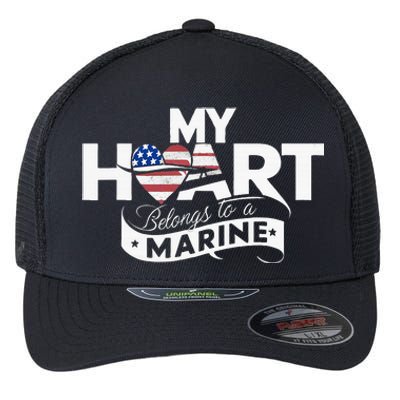 My Heart Belongs To A Marine Flexfit Unipanel Trucker Cap