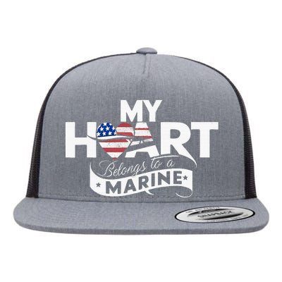 My Heart Belongs To A Marine Flat Bill Trucker Hat