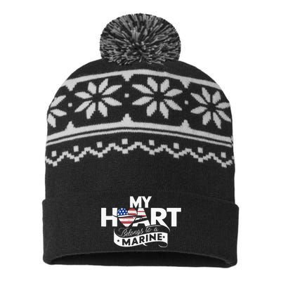 My Heart Belongs To A Marine USA-Made Snowflake Beanie