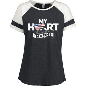 My Heart Belongs To A Marine Enza Ladies Jersey Colorblock Tee