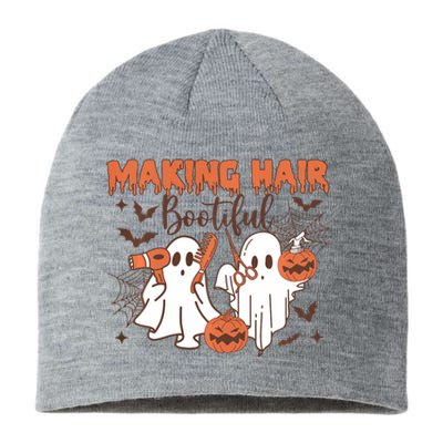 Making Hair Bootiful Funny Scary Ghost Hairdresser Halloween Sustainable Beanie