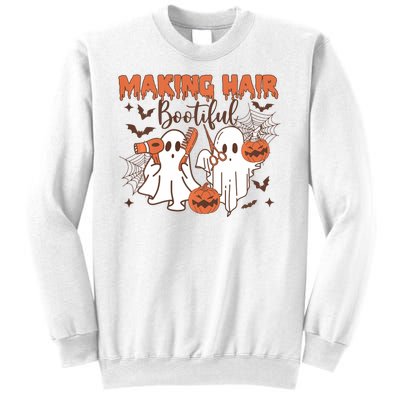 Making Hair Bootiful Funny Scary Ghost Hairdresser Halloween Sweatshirt