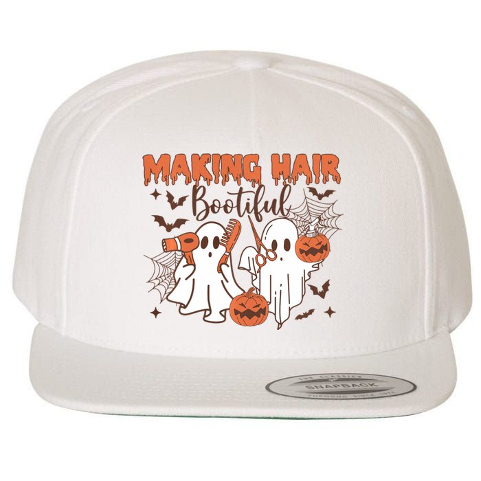 Making Hair Bootiful Funny Scary Ghost Hairdresser Halloween Wool Snapback Cap