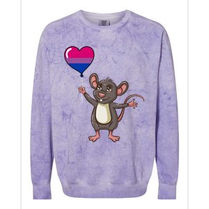 Mouse Heart Balloon Bisexual Pride Gift Colorblast Crewneck Sweatshirt