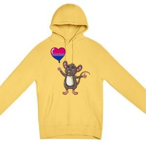 Mouse Heart Balloon Bisexual Pride Gift Premium Pullover Hoodie