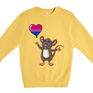 Mouse Heart Balloon Bisexual Pride Gift Premium Crewneck Sweatshirt