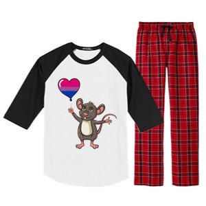 Mouse Heart Balloon Bisexual Pride Gift Raglan Sleeve Pajama Set