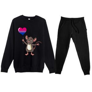 Mouse Heart Balloon Bisexual Pride Gift Premium Crewneck Sweatsuit Set