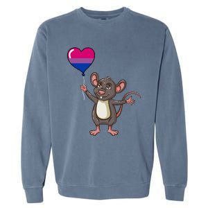 Mouse Heart Balloon Bisexual Pride Gift Garment-Dyed Sweatshirt