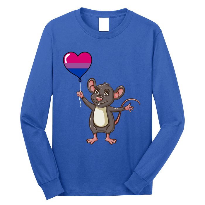 Mouse Heart Balloon Bisexual Pride Gift Long Sleeve Shirt