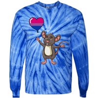 Mouse Heart Balloon Bisexual Pride Gift Tie-Dye Long Sleeve Shirt