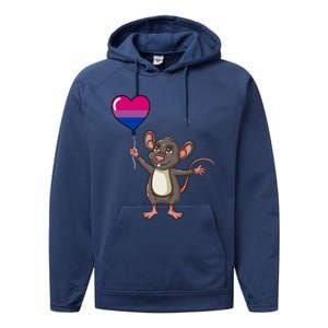 Mouse Heart Balloon Bisexual Pride Gift Performance Fleece Hoodie