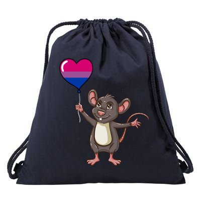 Mouse Heart Balloon Bisexual Pride Gift Drawstring Bag