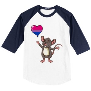 Mouse Heart Balloon Bisexual Pride Gift Baseball Sleeve Shirt