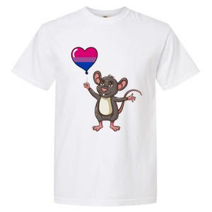 Mouse Heart Balloon Bisexual Pride Gift Garment-Dyed Heavyweight T-Shirt