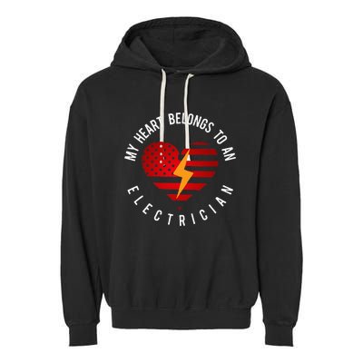 My Heart Belongs To An Electrician Present Wife Son Daughter Garment-Dyed Fleece Hoodie