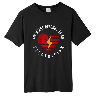 My Heart Belongs To An Electrician Present Wife Son Daughter Tall Fusion ChromaSoft Performance T-Shirt