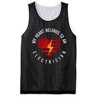 My Heart Belongs To An Electrician Present Wife Son Daughter Mesh Reversible Basketball Jersey Tank