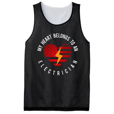 My Heart Belongs To An Electrician Present Wife Son Daughter Mesh Reversible Basketball Jersey Tank