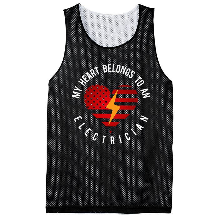 My Heart Belongs To An Electrician Present Wife Son Daughter Mesh Reversible Basketball Jersey Tank