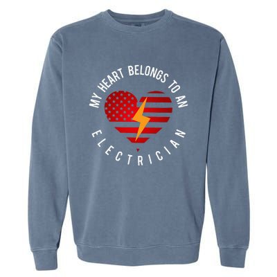 My Heart Belongs To An Electrician Present Wife Son Daughter Garment-Dyed Sweatshirt