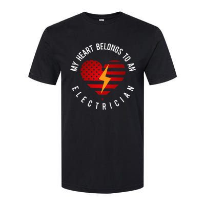 My Heart Belongs To An Electrician Present Wife Son Daughter Softstyle CVC T-Shirt