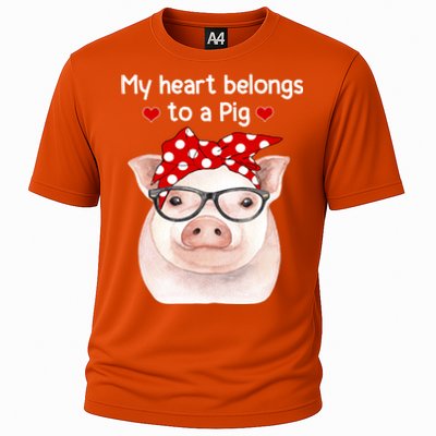 My Heart Belongs To A Pig Polka Dot Headwrap Nerd Glasses Cool Gift Cooling Performance Crew T-Shirt