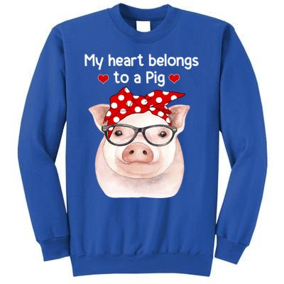 My Heart Belongs To A Pig Polka Dot Headwrap Nerd Glasses Cool Gift Sweatshirt