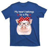 My Heart Belongs To A Pig Polka Dot Headwrap Nerd Glasses Cool Gift T-Shirt