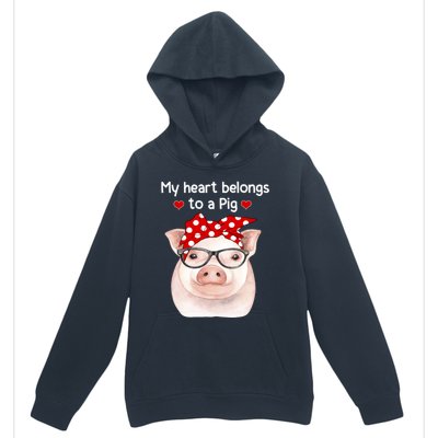 My Heart Belongs To A Pig Polka Dot Headwrap Nerd Glasses Cool Gift Urban Pullover Hoodie