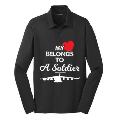 My Heart Belongs To A Soldier Memorial Day 2018 Gift Meaningful Gift Silk Touch Performance Long Sleeve Polo