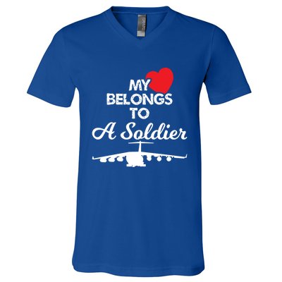 My Heart Belongs To A Soldier Memorial Day 2018 Gift Meaningful Gift V-Neck T-Shirt