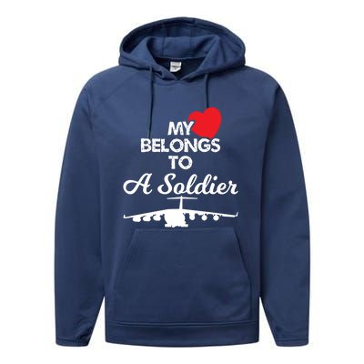 My Heart Belongs To A Soldier Memorial Day 2018 Gift Meaningful Gift Performance Fleece Hoodie