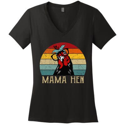 Mama Hen Bandana Headband Glasses Women's V-Neck T-Shirt