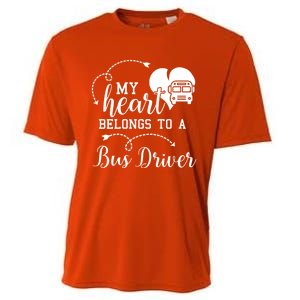 My Heart Belongs To A Bus Driver Funny Bus Driving Gift Cooling Performance Crew T-Shirt