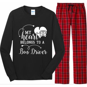 My Heart Belongs To A Bus Driver Funny Bus Driving Gift Long Sleeve Pajama Set