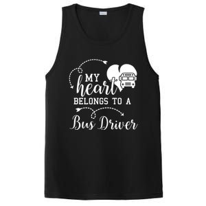 My Heart Belongs To A Bus Driver Funny Bus Driving Gift PosiCharge Competitor Tank