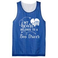 My Heart Belongs To A Bus Driver Funny Bus Driving Gift Mesh Reversible Basketball Jersey Tank