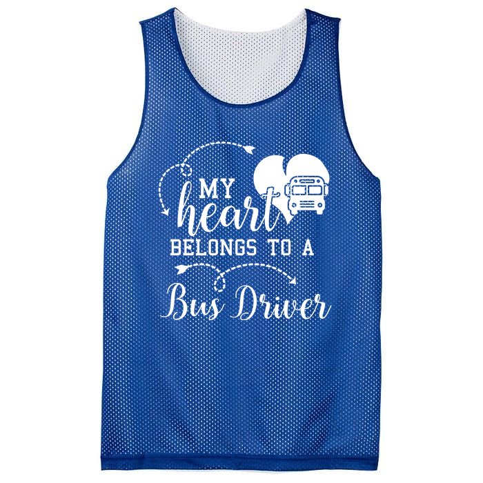 My Heart Belongs To A Bus Driver Funny Bus Driving Gift Mesh Reversible Basketball Jersey Tank