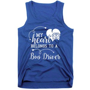 My Heart Belongs To A Bus Driver Funny Bus Driving Gift Tank Top