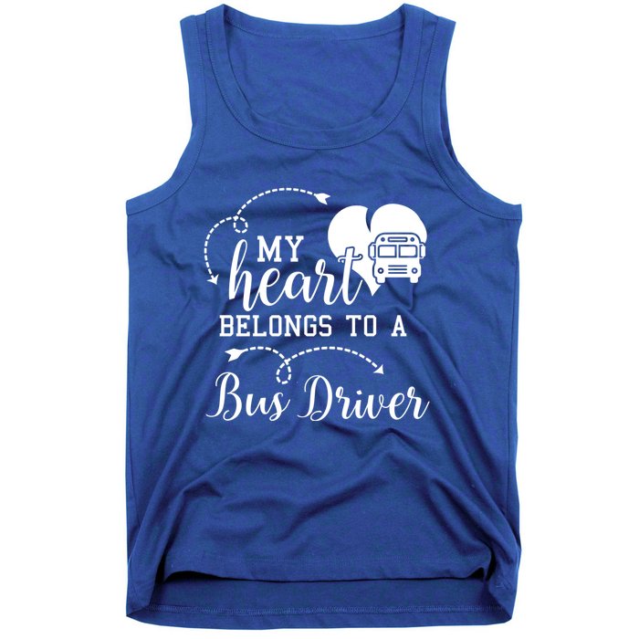 My Heart Belongs To A Bus Driver Funny Bus Driving Gift Tank Top