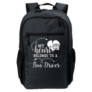 My Heart Belongs To A Bus Driver Funny Bus Driving Gift Daily Commute Backpack