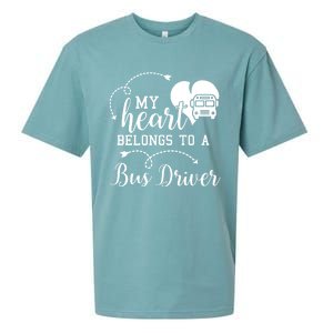 My Heart Belongs To A Bus Driver Funny Bus Driving Gift Sueded Cloud Jersey T-Shirt